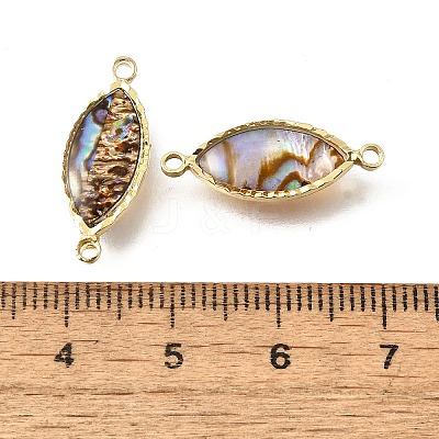 Brass Pave Natural Paua Shell Connector Charms KK-E794-01G-09-1