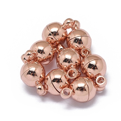 Rack Plating Brass Magnetic Clasps with Loops KK-F801-02A-RG-1