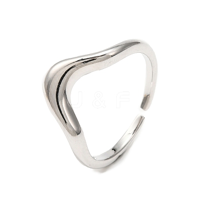 Brass Open Cuff Ring for Woman RJEW-F146-03P-1