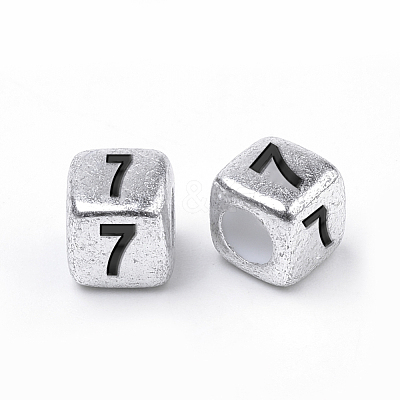 Antique Silver Plated Acrylic Beads PB43C9308-7-1
