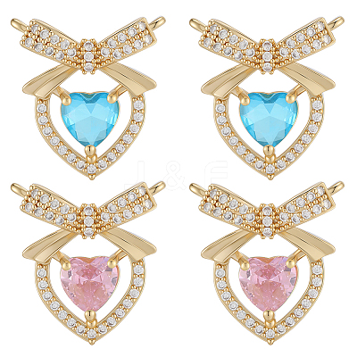 8Pcs 2 Colors Brass Micro Pave Cubic Zirconia Pendants KK-BBC0019-71-1