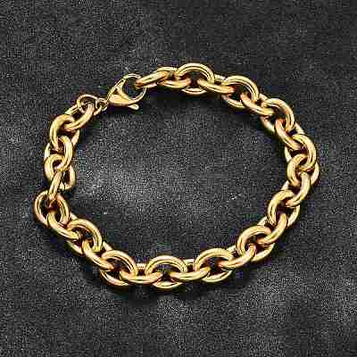 304 Stainless Steel Cable Chain Bracelets for Women BJEW-Q050-01A-G-1
