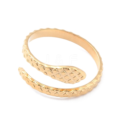 Ion Plating(IP) 304 Stainless Steel Snake Wrap Open Cuff Ring for Women RJEW-L103-27G-1