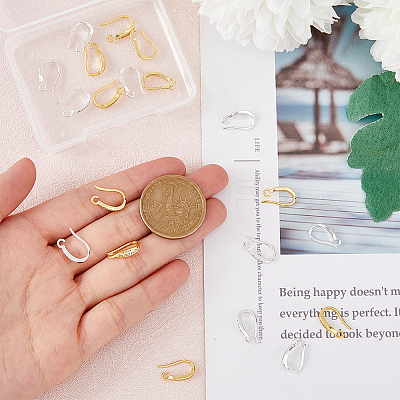 20Pcs 2 Colors Brass Micro Pave Clear Cubic Zirconia Earring Hooks KK-HY0002-81-1