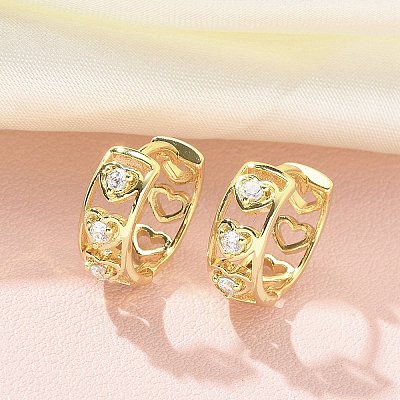 Brass Micro Pave Clear Cubic Zirconia Stud Earrings EJEW-C122-07G-1