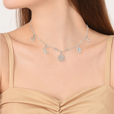 6Pcs 304 Stainless Steel Paperclip Chain Necklaces NJEW-SC0001-57A-P-1