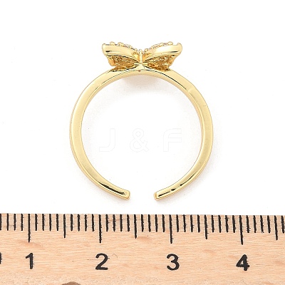 Adjustable Brass Micro Pave Clear Cubic Zirconia Cuff Rings LS-RJEW-G096-42G-1