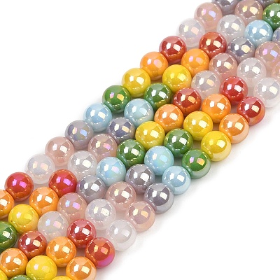 Electroplate Glass Beads Strands EGLA-D300-10-8mm-1