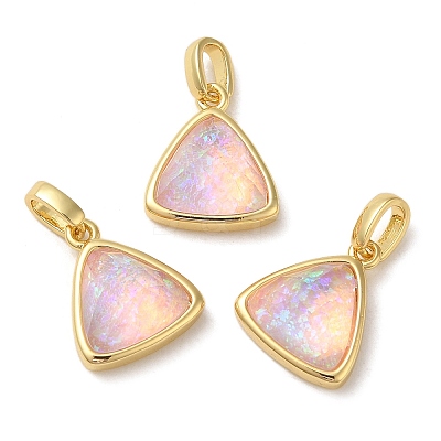 Rack Plating Brass with Synthetic Opal Pendants KK-S370-10G-02-1