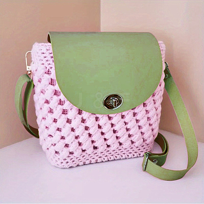 1 Set Handmade PU Leather Crochet Shoulder Bag Accessories Kits PURS-CL0001-37A-1