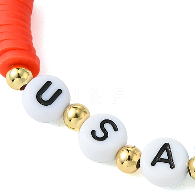 Independence Day Handmade Polymer Clay Beaded Stretch Bracelets BJEW-JB10591-1