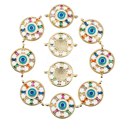 10Pcs Brass Colorful Cubic Zirconia Connector Charms FIND-HY0001-22-1