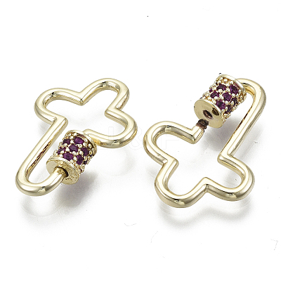 Brass Micro Pave Cubic Zirconia Screw Carabiner Lock Charms LS-KK-R136-070D-NF-1