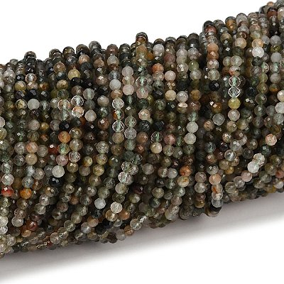 Natural Green Rutilated Quartz Beads Strands G-RM241221-B47-1