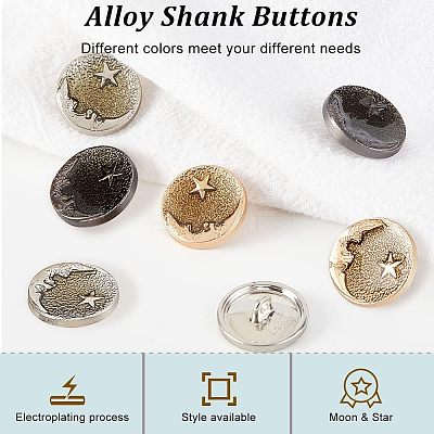 36Pcs 3 Colors Alloy Shank Buttons BUTT-OC0001-30-1