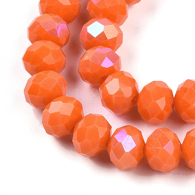 Electroplate Opaque Solid Color Glass Beads Strands EGLA-A034-P8mm-L29-1