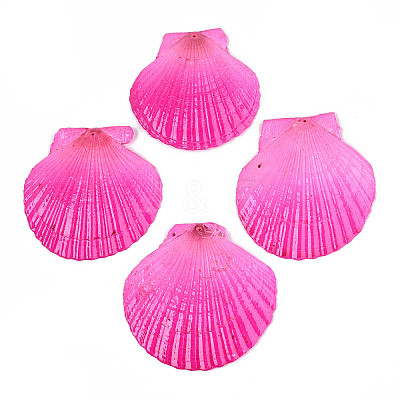 Spray Painted Natural Scallop Shell Big Pendants SSHEL-T017-14M-1