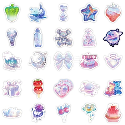 50 Pieces Liquid Metal Creative Waterproof Paper Stickers STIC-R001-03-1