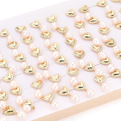 Brass Natural Pearl Dangle Stud Earrings PEAR-N017-07J-1