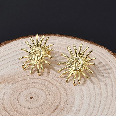 Sun Brass Stud Earrings EJEW-Z145-01G-1