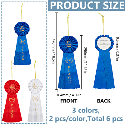 6Pcs 3 Colors Cloth Brooches AJEW-GO0002-29-1