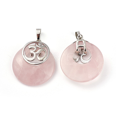 Natural Rose Quartz Pendants KK-F751-L-A12-1