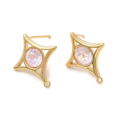 Star Brass Glass Stud Earring Findings KK-P340-10G-02-1