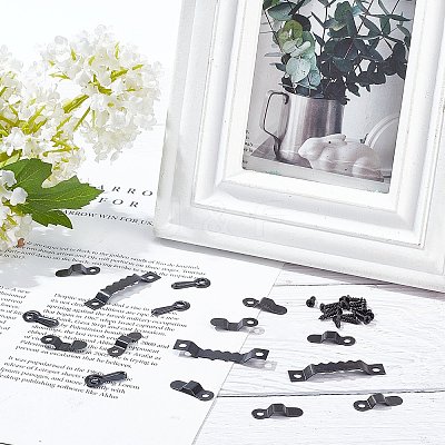 120Sets 3 Style Iron Picture Frame Turn Button AJEW-GF0004-47-1