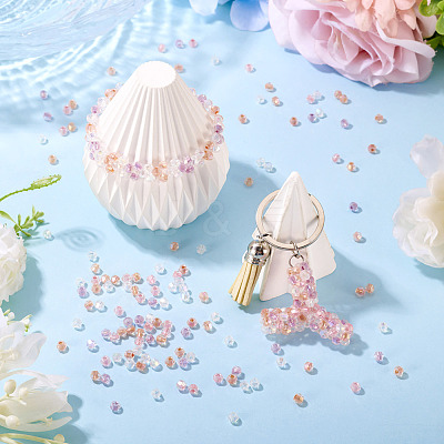 405Pcs Eletroplated Transparent Glass Beads GLAA-TA0003-66D-1