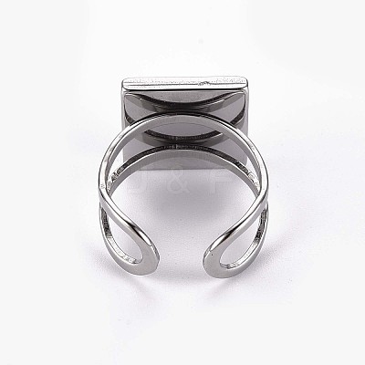 Tarnish Resistant 201 Stainless Steel Cuff Pad Ring Settings STAS-S080-041B-P-1