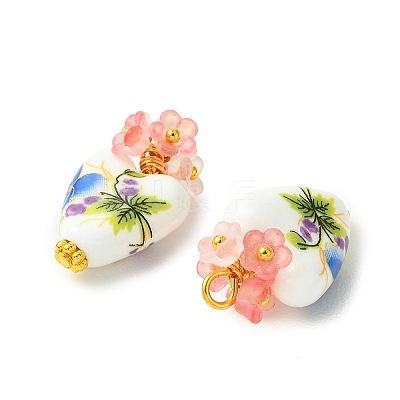 Heart Handmade Porcelain Pendants PALLOY-JF05915-02-1