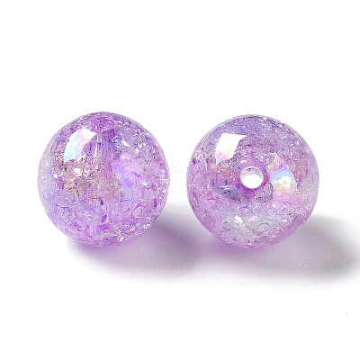AB Color Transparent Crackle Round Acrylic Beads CACR-S006-03-1