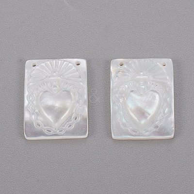 Natural White Shell Mother of Pearl Shell Pendants X-SHEL-K004-04-1