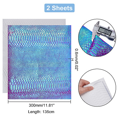 Fish-scale Pattern Laser PU Imitation Leather Fabric FIND-WH0110-262B-1