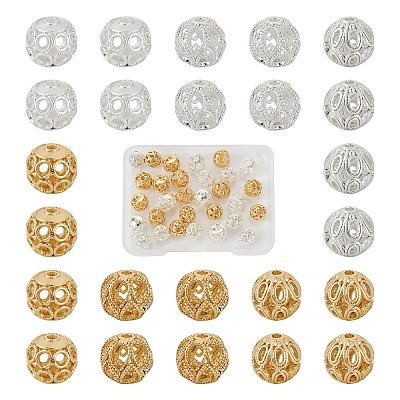 30Pcs 6 Style Brass Beads KK-TA0001-24-1