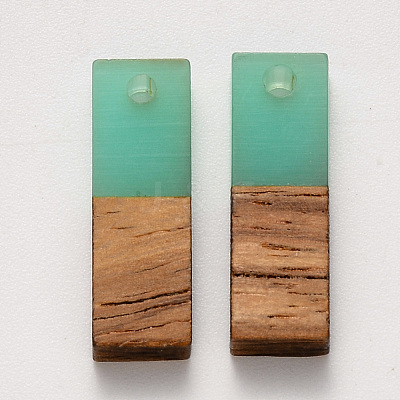 Transparent Resin & Walnut Wood Pendants RESI-S358-79B-B03-1
