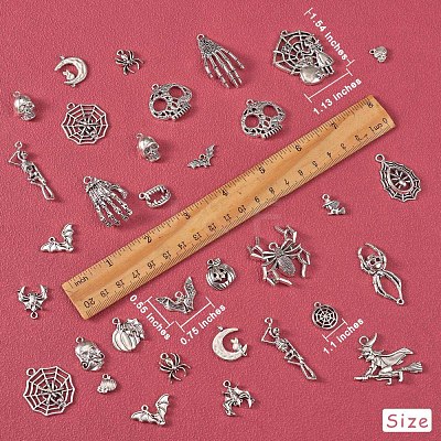80Pcs Halloween Tibetan Style Alloy Pendants JX187A-1