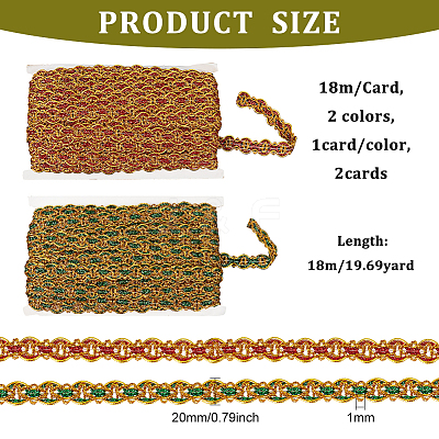 2 Cards 2 Colors 18M Wave Filigree Polyester Lace Ribbon OCOR-FG0001-73-1