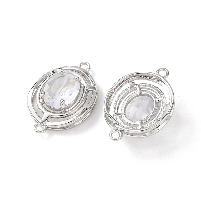 Brass with Glass Connector Charms KK-Z141-13P-1