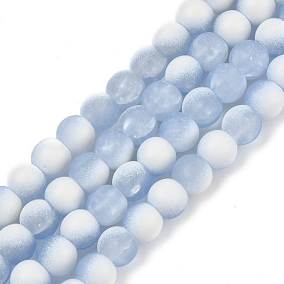 Frosted Crackle Glass Beads Strands GLAA-U001-6mm-M14-1