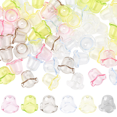 120Pcs 6 Colors Transparent Acrylic Bead Caps TACR-SC0001-51-1