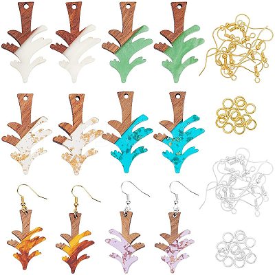 DIY Walnut Wooden Dangle Earring Making Kits DIY-OC0006-64-1