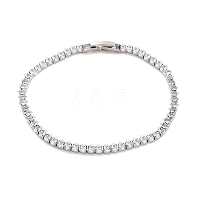 Brass Pave Clear Cubic Zirconia Horse Eye Link Bracelets BJEW-YWC0002-03A-P-1