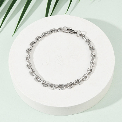 201 Stainless Steel Cuba Style Chian Bracelet for Men BJEW-B138-06P-01-1
