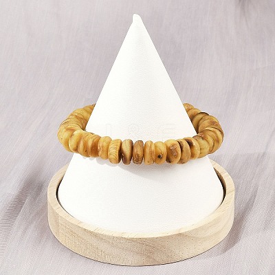 Natural Amber Beaded Stretch Bracelets for Men Women BJEW-L710-01A-1