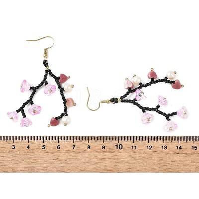 Glass Seed Bead Dangle Earrings EJEW-MZ00770-02-1