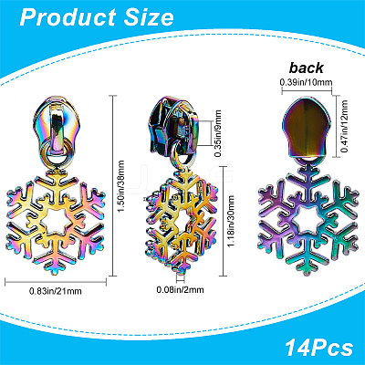 14Pcs Snowflake #5 Zinc Alloy Replacement Zipper Sliders FIND-GF0005-70A-1