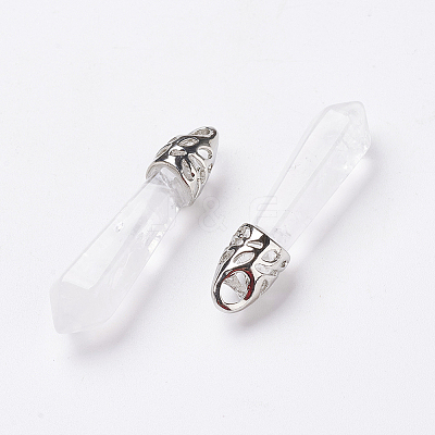 Natural Quartz Crystal Pointed Pendants X-G-P309-06-1