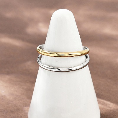 304 Stainless Steel Adjustable Open Cuff Rings for Women RJEW-K301-05GP-1