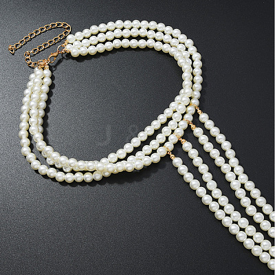 Plastic Imitation Pearl White Round Neck Waist Sexy Bikini Body Chains for Women WGAD7A5-01-1